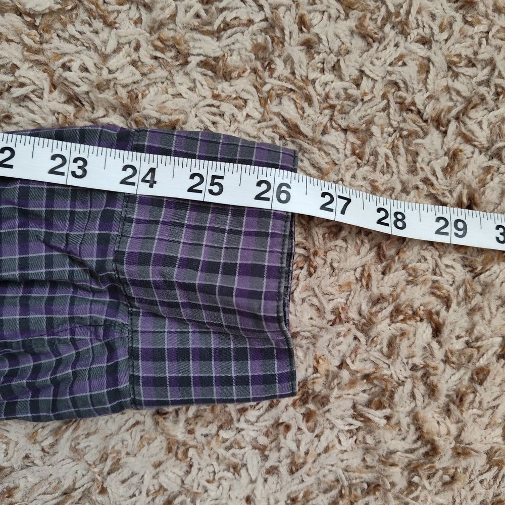 John Varvatos USA Men Sz XL Gray‎ Purple Plaid Long Sleeve Button Up Shirt - Picture 10 of 11